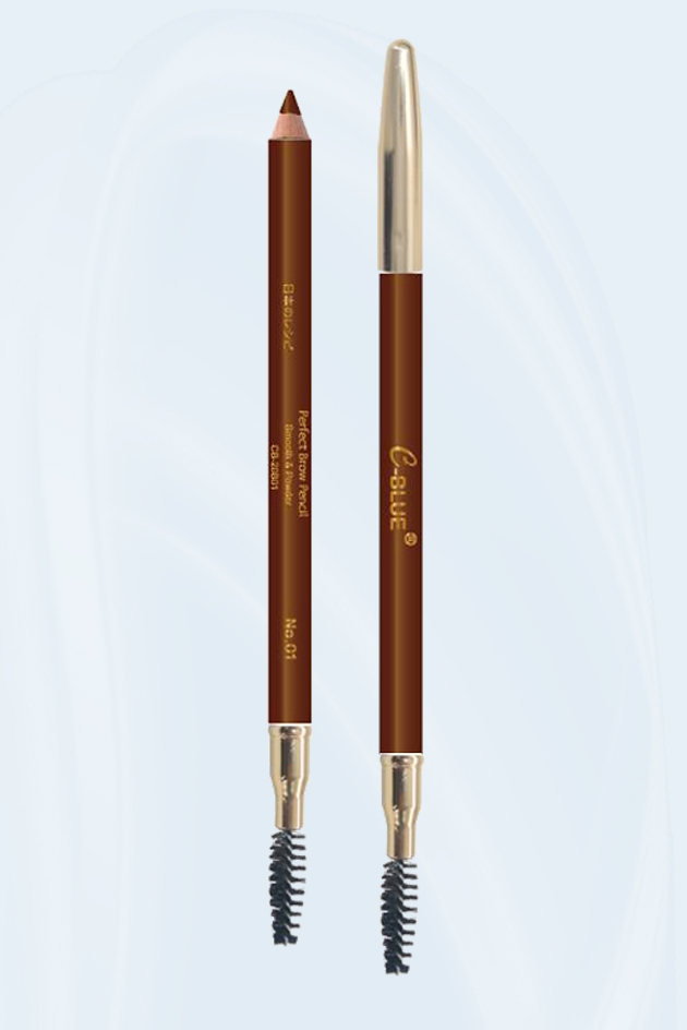 C-blue Double Sided Wooden Eyebrow Pencil With Brush
